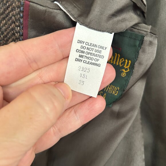 Hunt Valley 100% Pure Wool Brown Tweed Blazer 48L Suede Elbow Patches Made in US - Picture 8 of 12